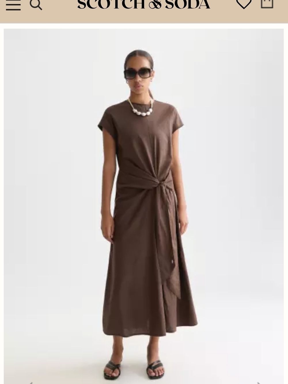 Scotch & Soda Brown Relaxed Linen Blend Maxi Dress - Picture 3 of 8